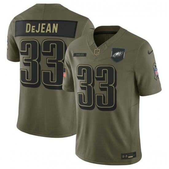 Men's Philadelphia Eagles #33 Cooper DeJean Olive 2025 Salute to Service Limited Football Stitched Jersey - Ujersey
