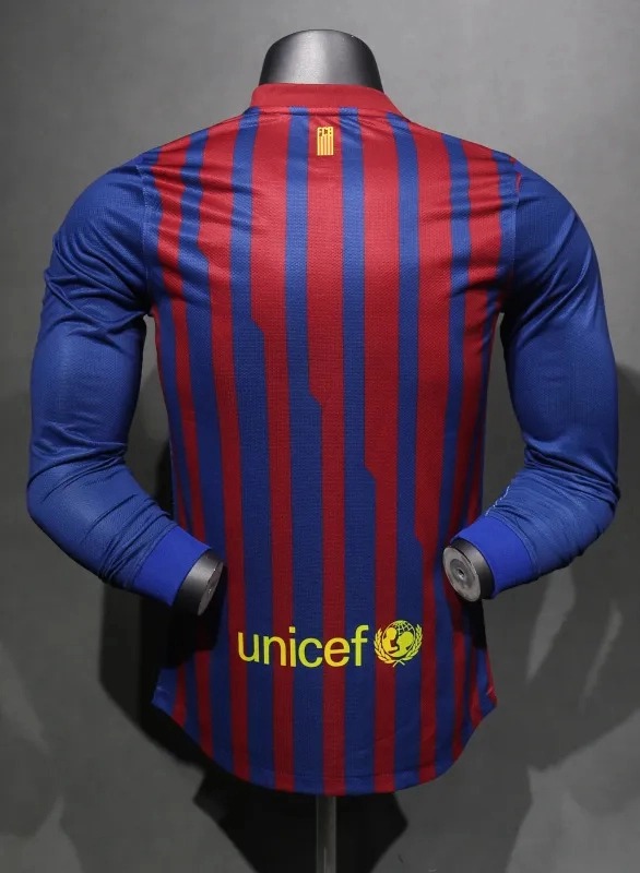 Barcelona Retro Jersey Home Long Sleeve Soccer Shirt 2011-12