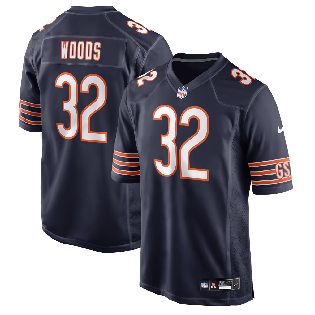 Men's Chicago Bears Xavier Woods Nike Navy Team Game Jersey - SUjersey01