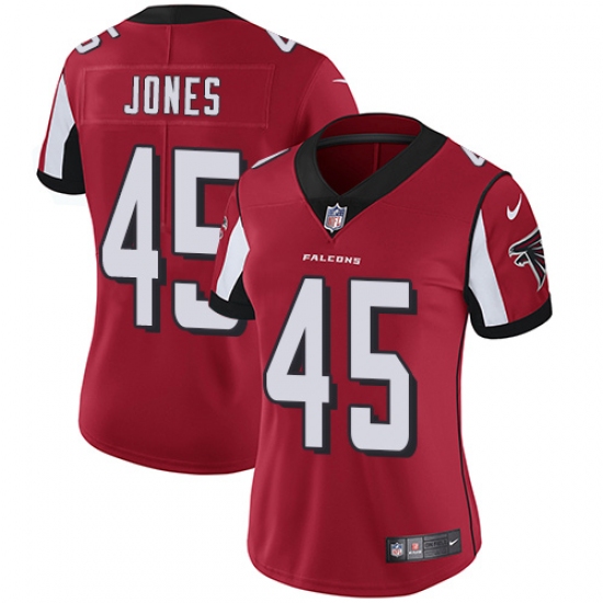 Women's Nike Atlanta Falcons #45 Deion Jones Red Team Color Vapor Untouchable Limited Player NFL Jersey - Ujersey