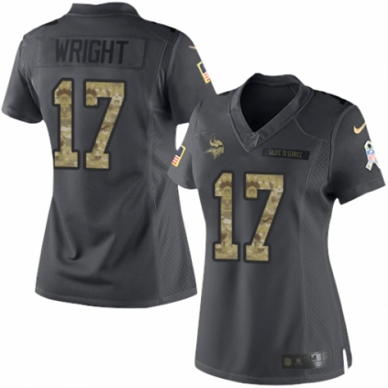 Women's Nike Minnesota Vikings #17 Kendall Wright Limited Black 2016 Salute to Service NFL Jersey - Ujersey