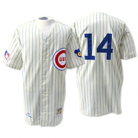 Men's Mitchell and Ness Chicago Cubs #14 Ernie Banks Authentic White Throwback MLB Jersey - Ujersey
