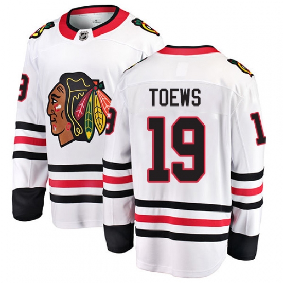Men's Chicago Blackhawks #19 Jonathan Toews Fanatics Branded White Away Breakaway NHL Jersey - Ujersey