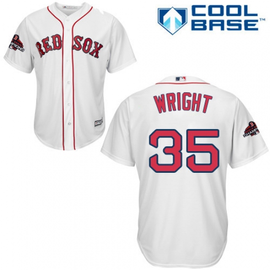 Youth Majestic Boston Red Sox #35 Steven Wright Authentic White Home Cool Base 2018 World Series Champions MLB Jersey - Ujersey