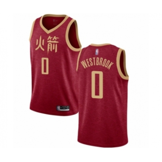 Youth Houston Rockets #0 Russell Westbrook Swingman Red Basketball Jersey - 2018-19 City Edition - Ujersey