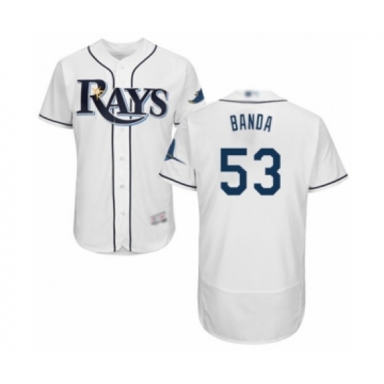 Men's Tampa Bay Rays #53 Anthony Banda Home White Home Flex Base Authentic Collection Baseball Player Jersey - Ujersey