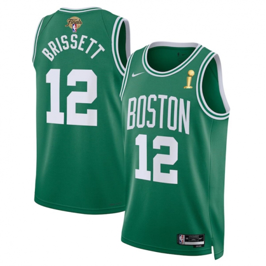 Men's Boston Celtics #12 Oshae Brissett Kelly Green 2024 Finals Champions Icon Edition Stitched Basketball Jersey - Ujersey