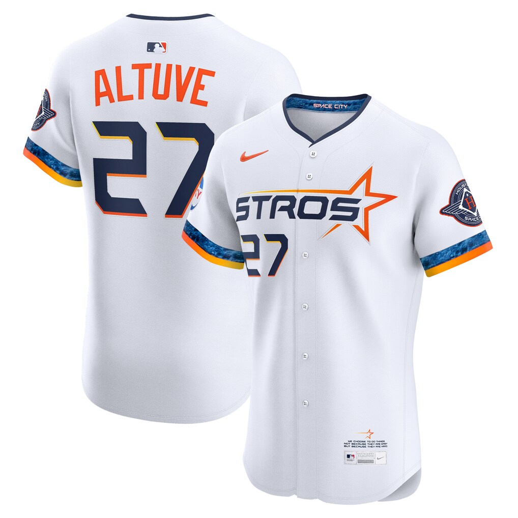 Men's Houston Astros Jose Altuve Nike White 2025 City Connect Elite Player Jersey - Ujersey