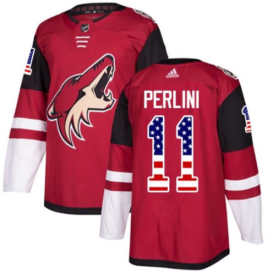 Youth Adidas Arizona Coyotes #11 Brendan Perlini Authentic Red USA Flag Fashion NHL Jersey - Ujersey
