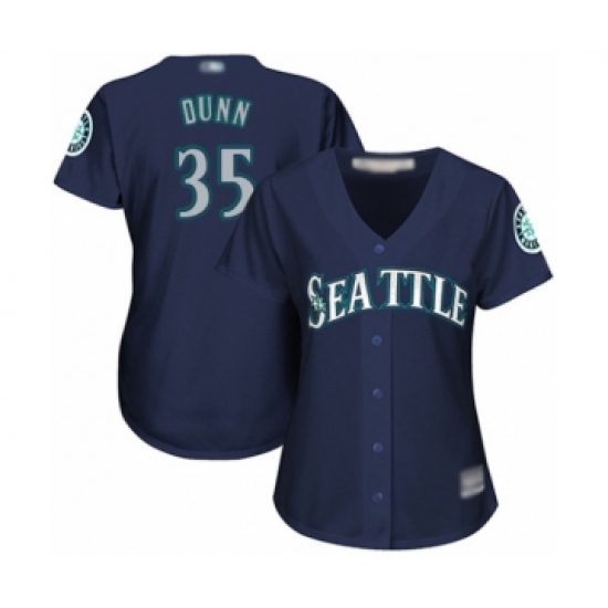 Women's Seattle Mariners #35 Justin Dunn Authentic Navy Blue Alternate 2 Cool Base Baseball Player Jersey - Ujersey