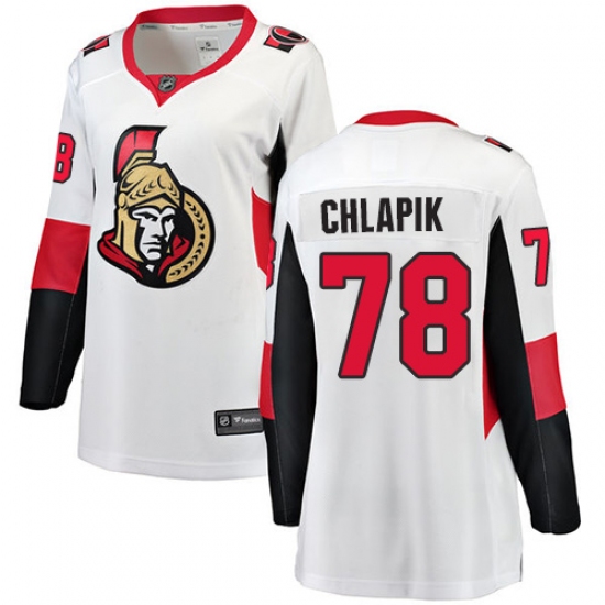 Women's Ottawa Senators #78 Filip Chlapik Fanatics Branded White Away Breakaway NHL Jersey - Ujersey