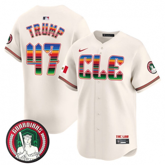 Men's Cleveland Guardians #47 Donald Trump Cream Mexico Vapor Premier Limited Stitched Baseball Jersey - Ujersey