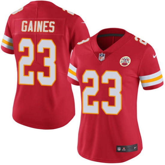Women's Nike Kansas City Chiefs #23 Phillip Gaines Red Team Color Vapor Untouchable Limited Player NFL Jersey - Ujersey