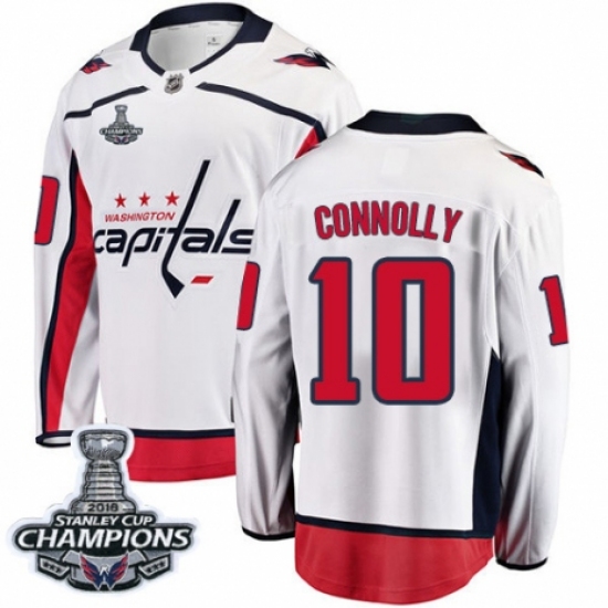 Men's Washington Capitals #10 Brett Connolly Fanatics Branded White Away Breakaway 2018 Stanley Cup Final Champions NHL Jersey - Ujersey