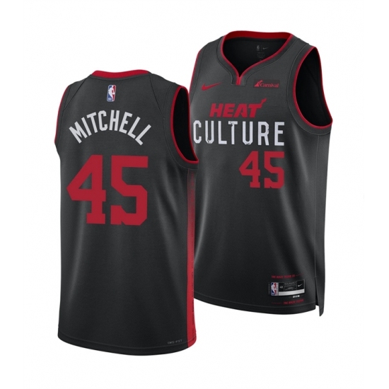 Men's Miami Heat #45 Davion Mitchell Black 2025 City Edition Stitched Basketball Jersey - Ujersey