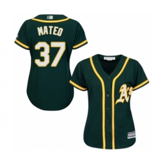 Women's Oakland Athletics #37 Jorge Mateo Authentic Green Alternate 1 Cool Base Baseball Player Jersey - Ujersey