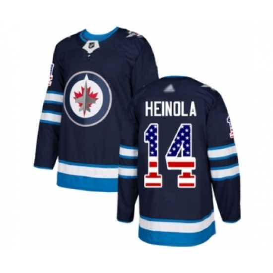Men's Winnipeg Jets #14 Ville Heinola Authentic Navy Blue USA Flag Fashion Hockey Jersey - Ujersey