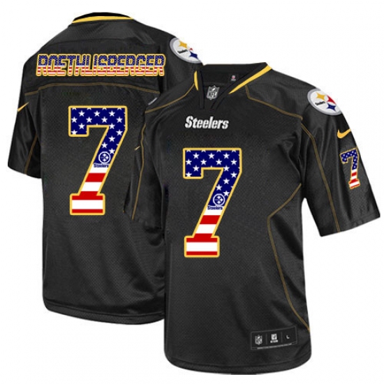 Men's Nike Pittsburgh Steelers #7 Ben Roethlisberger Elite Black USA Flag Fashion NFL Jersey - Ujersey