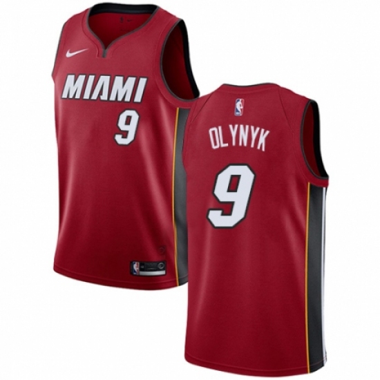 Men's Nike Miami Heat #9 Kelly Olynyk Swingman Red NBA Jersey Statement Edition - Ujersey