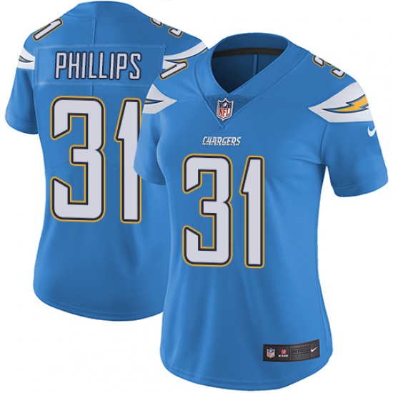 Women's Nike Los Angeles Chargers #31 Adrian Phillips Electric Blue Alternate Vapor Untouchable Elite Player NFL Jersey - Ujersey