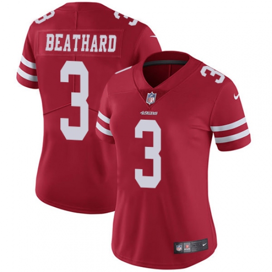 Women's Nike San Francisco 49ers #3 C. J. Beathard Red Team Color Vapor Untouchable Limited Player NFL Jersey - Ujersey