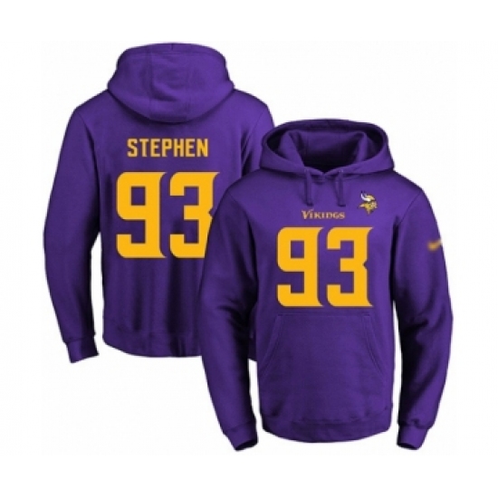 Football Men's Minnesota Vikings #93 Shamar Stephen Purple(Gold No.) Name & Number Pullover Hoodie - Ujersey