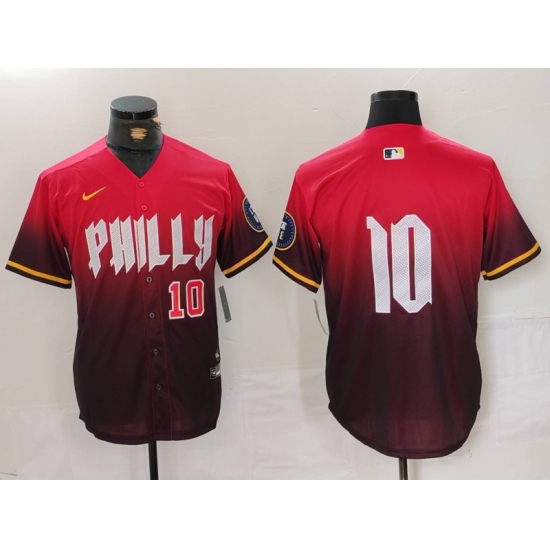 Men's Philadelphia Phillies #10 JT Realmuto Red 2024 City Connect Limited Stitched Jerseys - Ujersey