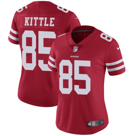 Women's Nike San Francisco 49ers #85 George Kittle Red Team Color Vapor Untouchable Elite Player NFL Jersey - Ujersey