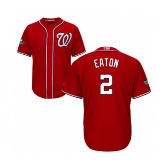 Youth Washington Nationals #2 Adam Eaton Authentic Red Alternate 1 Cool Base 2019 World Series Bound Baseball Jersey - Ujersey
