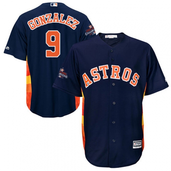 Men's Majestic Houston Astros #9 Marwin Gonzalez Replica Navy Blue Alternate 2017 World Series Champions Cool Base MLB Jersey - Ujersey