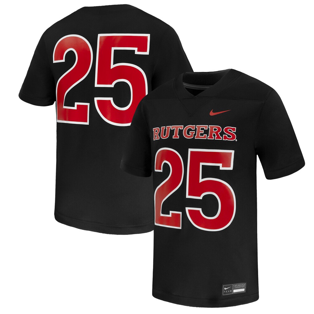 Men's Nike #25 Black Rutgers Scarlet Knights Untouchable Replica Game Jersey - ujerseystore
