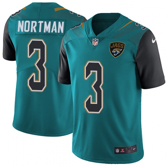 Men's Nike Jacksonville Jaguars #3 Brad Nortman Teal Green Team Color Vapor Untouchable Limited Player NFL Jersey - Ujersey