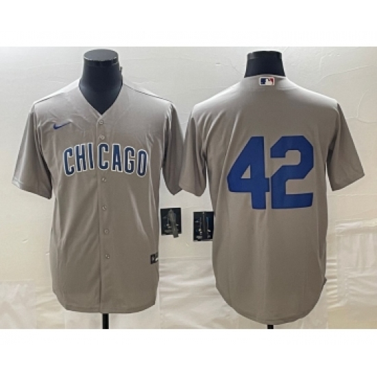 Men's Chicago Cubs #42 Bruce Sutter Gray Stitched Cool Base Nike Jersey - Ujersey