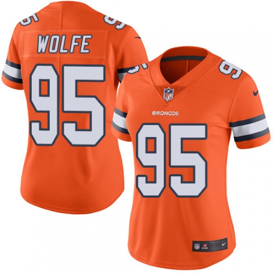 Women's Nike Denver Broncos #95 Derek Wolfe Limited Orange Rush Vapor Untouchable NFL Jersey - Ujersey