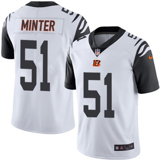 Men's Nike Cincinnati Bengals #51 Kevin Minter Elite White Rush Vapor Untouchable NFL Jersey - Ujersey