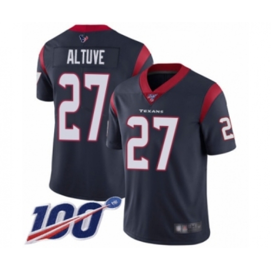 Men's Houston Texans #27 Jose Altuve Navy Blue Team Color Vapor Untouchable Limited Player 100th Season Football Jersey - Ujersey