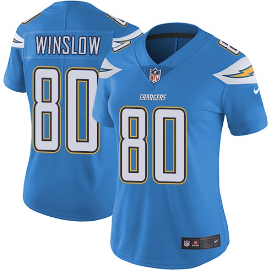 Women's Nike Los Angeles Chargers #80 Kellen Winslow Elite Electric Blue Alternate NFL Jersey - Ujersey