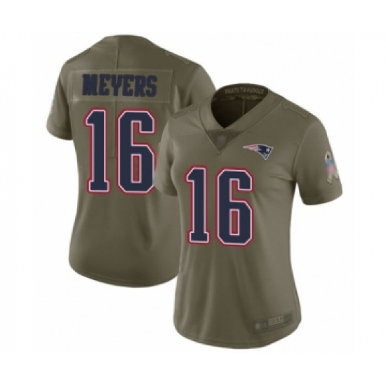 Women's New England Patriots #16 Jakobi Meyers Limited Olive 2017 Salute to Service Football Jersey