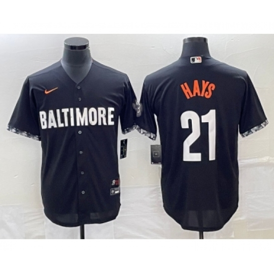 Men's Baltimore Orioles #21 Austin Hays Black 2023 City Connect Cool Base Stitched Jersey - Ujersey