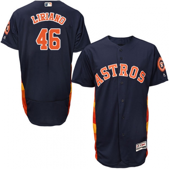 Men's Majestic Houston Astros #46 Francisco Liriano Navy Blue Flexbase Authentic Collection MLB Jersey - Ujersey