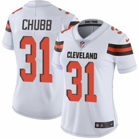 Women's Nike Cleveland Browns #31 Nick Chubb White Vapor Untouchable Limited Player NFL Jersey - Ujersey