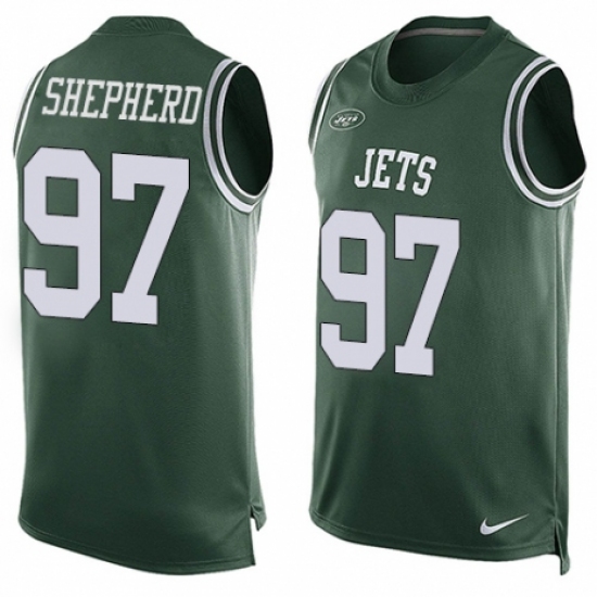 Men's Nike New York Jets #97 Nathan Shepherd Limited Green Player Name & Number Tank Top NFL Jersey - Ujersey