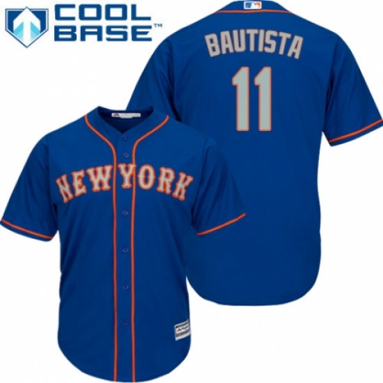 Youth Majestic New York Mets #11 Jose Bautista Authentic Royal Blue Alternate Road Cool Base MLB Jersey - Ujersey