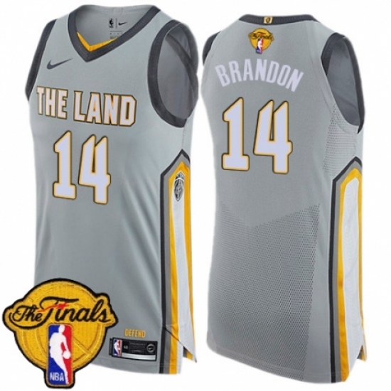Men's Nike Cleveland Cavaliers #14 Terrell Brandon Authentic Gray 2018 NBA Finals Bound NBA Jersey - City Edition - Ujersey