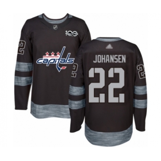 Men's Washington Capitals #22 Lucas Johansen Authentic Black 1917-2017 100th Anniversary Hockey Jersey - Ujersey
