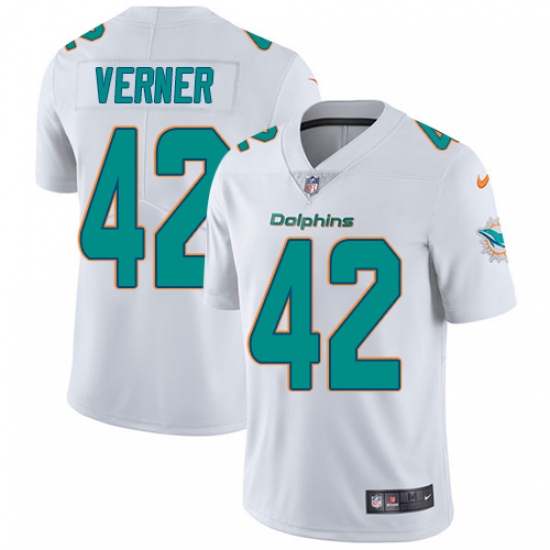 Men's Nike Miami Dolphins #42 Alterraun Verner White Vapor Untouchable Limited Player NFL Jersey - Ujersey