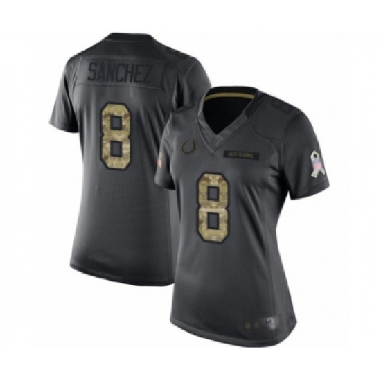 Women's Indianapolis Colts #8 Rigoberto Sanchez Limited Black 2016 Salute to Service Football Jersey - Ujersey