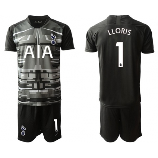 Tottenham Hotspur #1 Lloris Black Goalkeeper Soccer Club Jersey