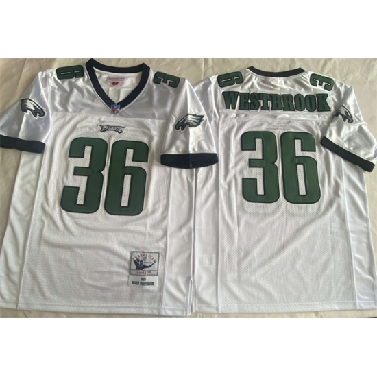 Men's Philadelphia Eagles #36 Brian Westbrook White Throwback Stitched Football Jersey - Ujersey
