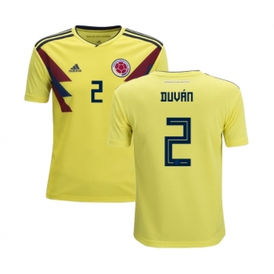 Colombia #2 Duvan Home Kid Soccer Country Jersey